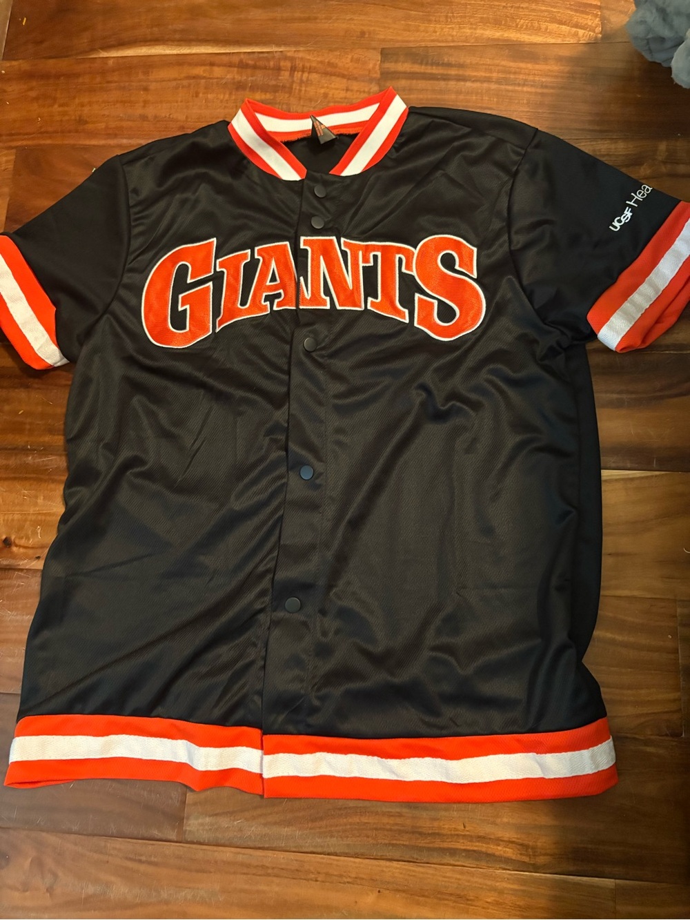 San Francisco Giants UCSF Health Baseball Jersey Black Orange Size M NWT & EUC